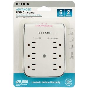 Belkin 6 Outlet Surge Protector with USB $10.80