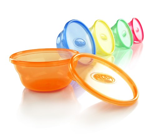 Nuby努比 密封防漏帶蓋彩虹零食碗 不含BPA 6件套 僅售$4.49