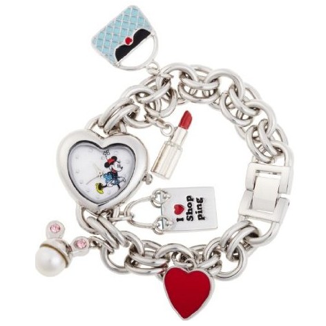 Disney Women's MN2010 Minnie Mouse Mother-of-Pearl Dial Charm Watch $22.99