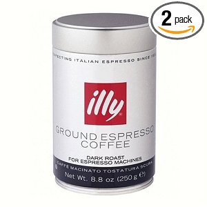illy, Ground Espresso Coffe, Fine Grind (Dark Roast, Black Band), 8.8-Ounce Tins (Pack of 2)  $27.51