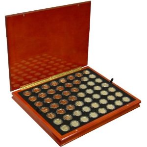 降！史低！1999-2009 美国各州纪念款25美分镀金硬币（赠木制收藏展示盒） 特价$89.95
