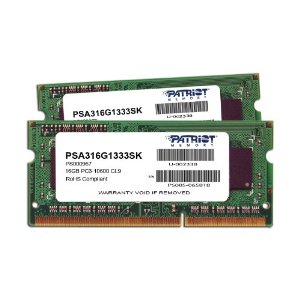 Patriot Memory Mac Series 16GB Apple SODIMM Kit (2X8GB) DDR3 1333 PC3 10600 204-Pin SO-DIMM PSA316G1333SK $48