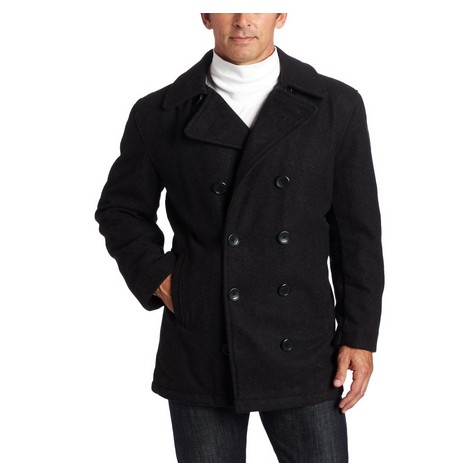 London Fog Men's Admiral Double Breasted Notch Collar Peacoat  $64.58 