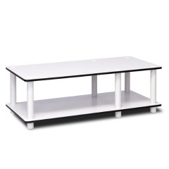 Furinno 11174 Just Mid TV Stand, White Finish with Espresso Edging White Tube $14.59