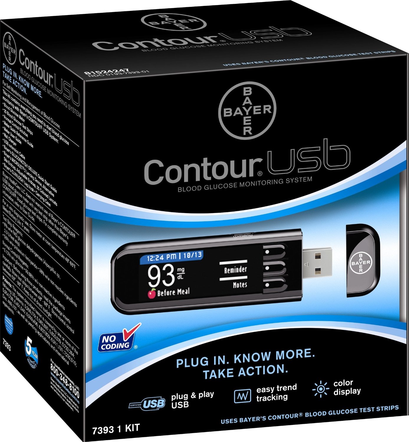 Bayer 7393 Contour Usb Blood Glucose Monitoring System, Black  $9.30 (69%off) + Free Shipping 
