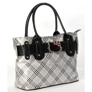 Hello Kitty Scottish Style Plaids Checkered Pattern Tote Shoulder Handbag $21.92