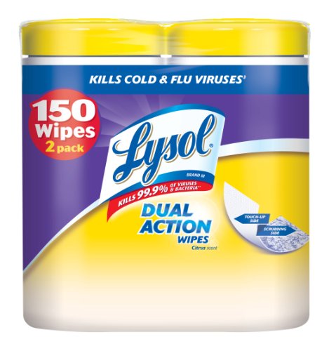 Lysol Dual Action Disinfecting Wipes, Citrus, 150 Count $8.52