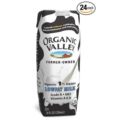 Organic Valley Organic 1% Lowfat Single Serve Milk, 8-Ounce Aseptic Cartons (Pack of 24) $20.75+free shipping