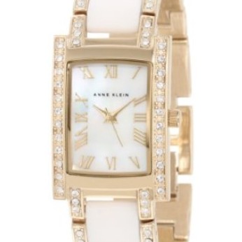 Anne Klein Women's 109194MPWT Swarovski Crystal Accented Gold-Tone White Ceramic Watch $110.00