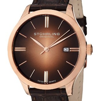 Stuhrling Original Men's 490.33151 Classic Cuvette II Swiss Quartz Date Stainless Steel Watch $59.99