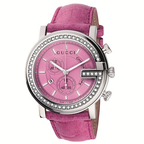 再降！創新低！古馳 Gucci YA101313 鑲鑽粉紅色女式腕錶 $3,258.29