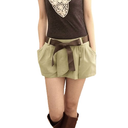 Allegra K Ladies Elastic Loop Waist Mini Skort Skirt Shorts Khaki S $7.20 + Free Shipping 