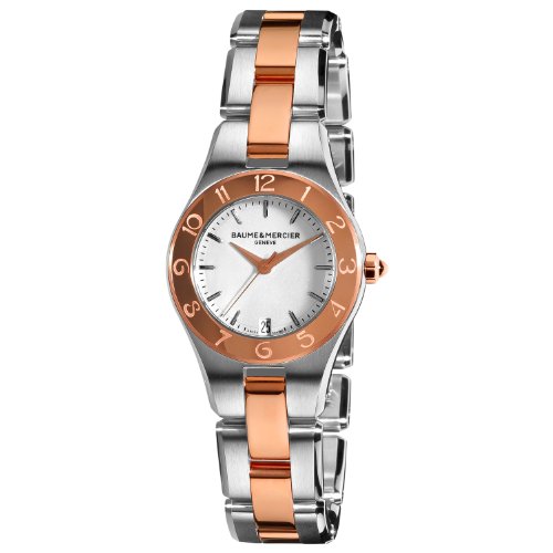史低！Baume & Mercier 名士 10015 Linea銀色錶盤玫瑰金雙色女士腕錶 特價$2130.43(52%off)免運費及免費退貨