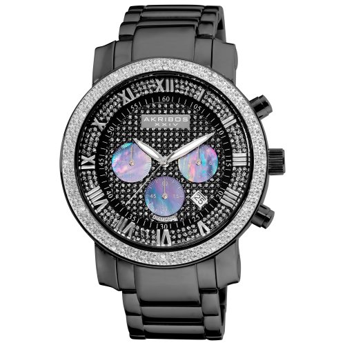 大降！史低！阿克波斯Akribos XXIV AKR439BK 珍珠母三眼式時尚男式腕錶 $75.96