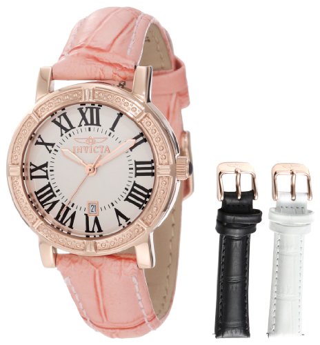 Invicta因維克塔13969銀色錶盤女式腕錶+兩副更換錶帶 特價僅售$59.99（91％off）一天免費快遞