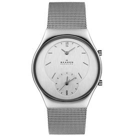 Skagen Midsize 733XLSS Steel Collection Dual Time Mesh Stainless Steel Watch $75.19  (44%)