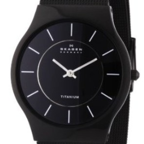 Skagen Men's 233LTMB Black Titanium Mesh Bracelet Watch $68.74(47%off)