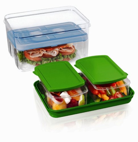 Fit & Fresh Lunch on the Go Set with Ice Pack, 3 Reusable Portion Control Containers, BPA-Free, Microwave/Dishwasher Safe Lunch Box, Only $5.54