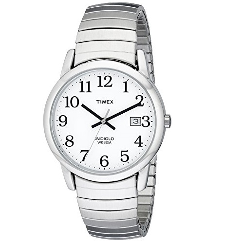 Timex Men's T2H451 Easy Reader Silver-Tone Expansion Band Watch, only $14.64 after using coupon code 