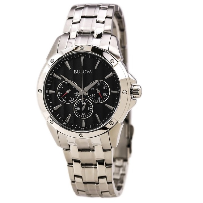 Bulova Men's 96C107 Black Dial Bracelet Watch, only $67.25, free shipping  after using coupon code 