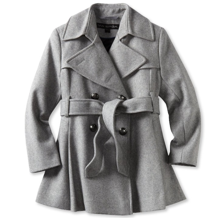 Via Spiga Girls 7-16 Stunning Skirting Detail Double Breasted Coat $60.99+free shipping