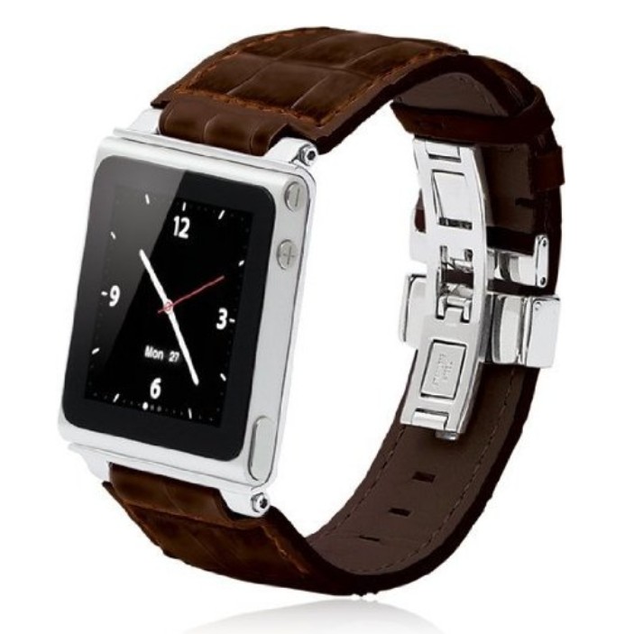iWatchz STLDBRDYTP Timepiece Stainless Leather Watch Strap for iPod nano 6th Gen with Deploy-Dark Brown $25.40+free shipping