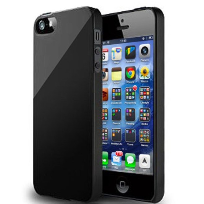Premium Piano Black - Apple iPhone 5 Super Slim Hard Case + High Definition (HD) Clear Screen Protector $5.99