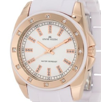 Anne Klein Women's 109178RGWT Swarovski Crystal Accented Rosegold-Tone White Bracelet Watch   $49.33 