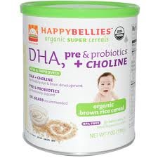 Happy Bellies Organic Baby Cereals with DHA + Pre & Probiotics, 7 Ounce Canisters (Pack of 6), only $16.95, free shipping