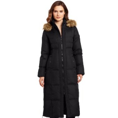 Larry Levine Women's Maxi Length Down Coat,S/XS Black $74.09(67%off)