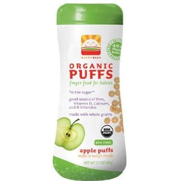 Happy Baby Organic Puffs, Apple Puffs, 2.1-Ounce Container (Pack of 6) $14.47 