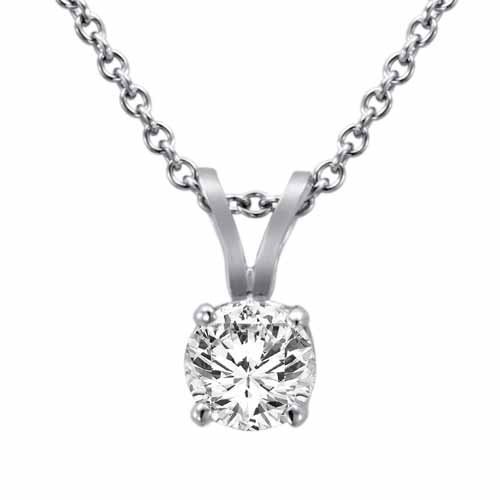 5/8克拉 18K白金圆形钻石吊坠项链（G-H/SI1-I2）特价$419.00包邮