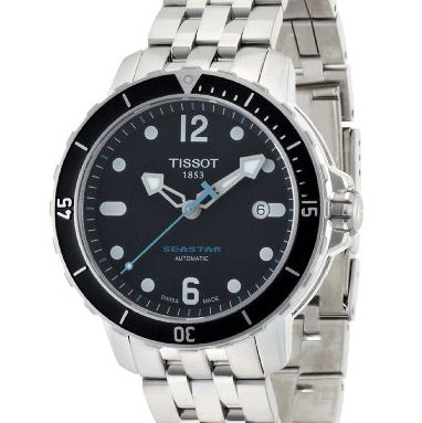 Tissot Men's T0664071105700 SeaStar Black Automatic Dial Watch $619.28 (33%off)