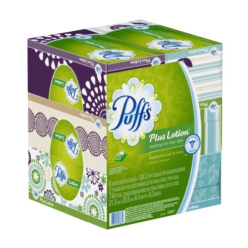 Puffs Plus Lotion Facial Tissues; 6 Family Boxes; 124 Tissues per Box, only $8.47