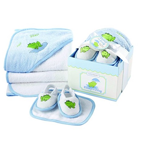 Baby Aspen, Finley the Frog Four-Piece Bathtime Gift Set, Blue, 0-6 Months, only $18.01