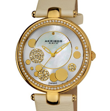 Akribos XXIV Women's AKR434WT Impeccable Quartz Diamond Sunray Mother-Of-Pearl White Dial Watch $69.99(89%off) +free shipping