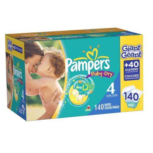 Pampers Baby Dry Diapers Giant Pack Size 4 140 Count $30.85+free shipping
