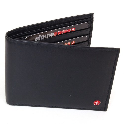 Men's Leather Wallet Hybrid Classic Bifold Trifold by Alpine Swiss. Made of Luxurious Lambskin Leather Soft and Dressy $11.99
