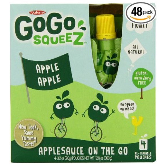 GoGo Squeez appleapple, Applesauce on the Go, 3.2-Ounce Pouches (Pack of 48) $22.53+free shipping