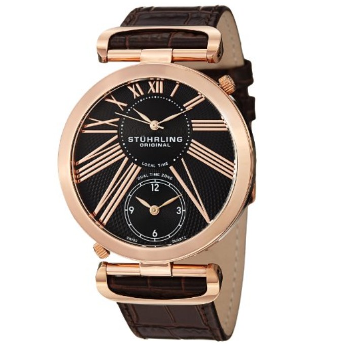 Stuhrling Original 男款雙色調雙時區瑞士石英腕錶 $79.99免運費