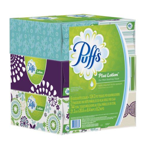 Puffs Plus Lotion双层面巾纸（124抽 x 12盒）$13.89免运费