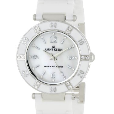 降！AK安妮·克萊因109417WTWT施華洛世奇水晶女士陶瓷腕錶 $65.80