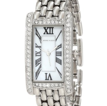 Anne Klein Women's AK/1077MPSV Swarovski Crystal Accented Rectangle Silver-Tone Bracelet Watch $63.99(25%off)
