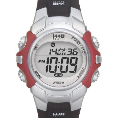 Timex Unisex T5G841 1440 Sports Digital Silver-Tone/Black Resin Strap Watch $14.88(25%off)