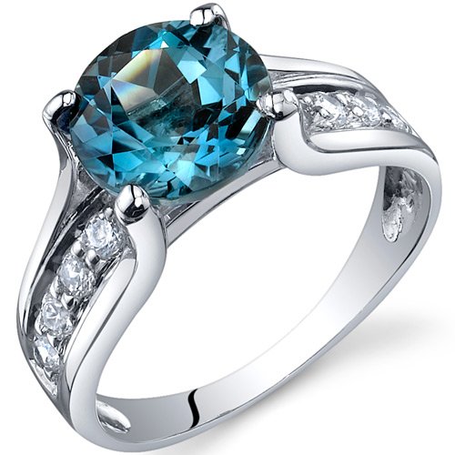 Solitaire Style 2.25 carats London Blue Topaz Ring in Sterling Silver Rhodium Finish Available in Sizes 5 thru 9   $39.99 （80%off） 