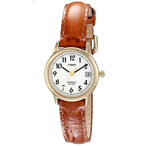 史低价！Timex天美时T2J761 女款皮质腕带经典款石英手表，原价$39.95，现使用折扣码后仅售$16.13，免运费