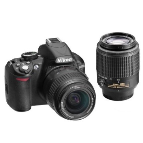 Nikon D3100 14.2MP Digital SLR Double Zoom Lens Kit with 18-55mm, 55-200mm DX Zoom Lenses and 3-Inch LCD Screen (Black) $477.07+free shipping
