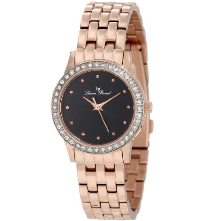 Lucien Piccard Women's 11696-RG-11 Monte Velan Black Textured Dial Rose Gold Ion-Plated Stainless Steel Watch $208.50+free shipping