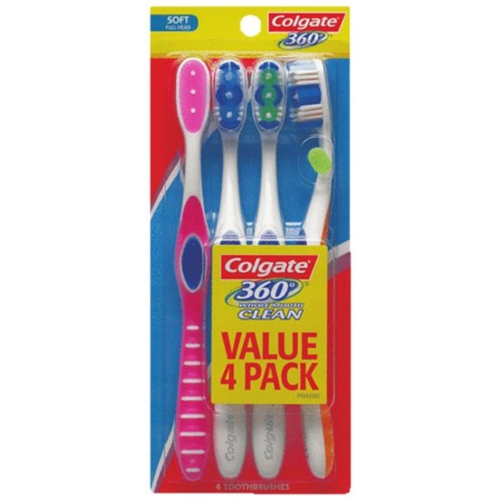 Colgate 360 Degree Adult Full Head, Soft Toothbrush, 4-Count, only $6.26, free shipping after using SS