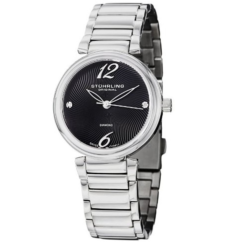 Stuhrling Original Women's 727.02 Vogue Soiree Diamond Circlet Swiss Quartz Black Dial Watch $59.99+free shipping